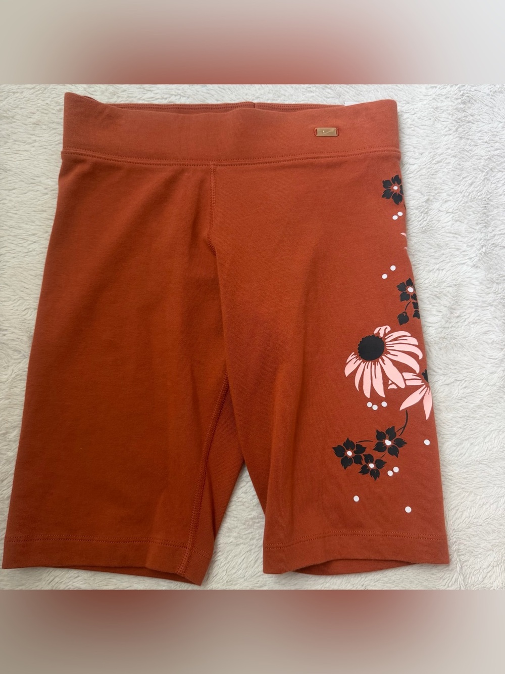 Nike Garden Party Project Uphoria" orange floral bike shorts Size S New